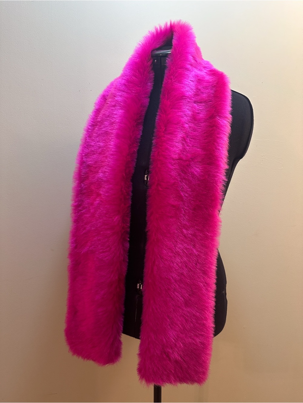 Handmade Hot Pink Fuchsia Long Rectangle Short Fuzzy Scarves Faux Fur Scarf